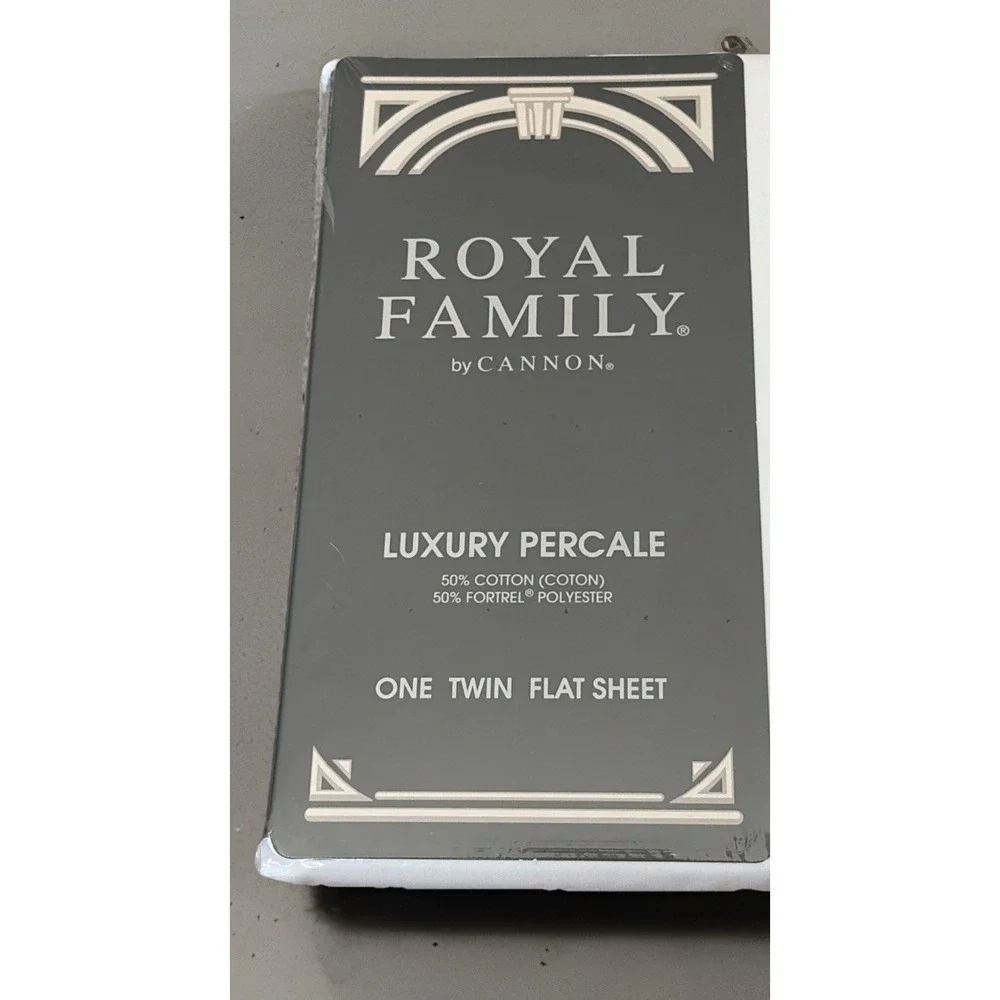 Vintage Royal Family By Cannon Sequences II‎ Twin size Flat Sheet White NEW